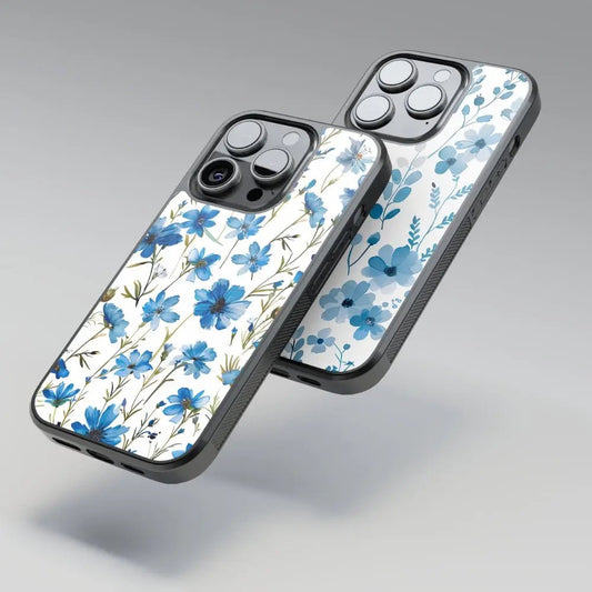 Capa protetora em TPU com padrão floral azul