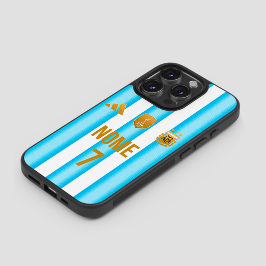 Capa personalizável da Seleção Argentina com espaço para nome e número, marca CASE IT UP