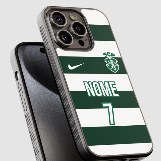 Capa de telemóvel personalizada CASE IT UP com nome e número, design Sporting 2026/2027