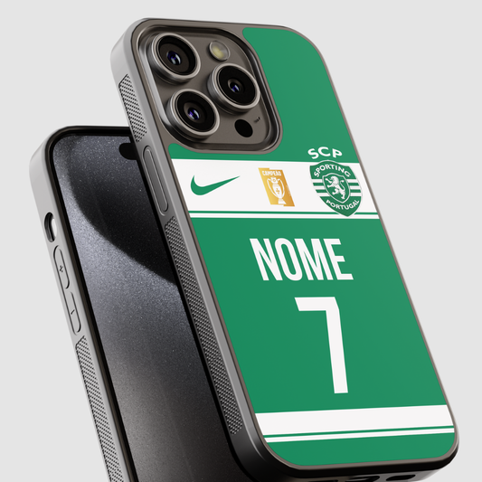 Capa de telemóvel personalizada CASE IT UP com nome e número, design Sporting 2025/2026