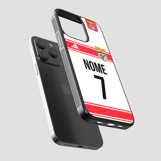 Capa personalizável do Benfica com espaço para nome e número, marca CASE IT UP