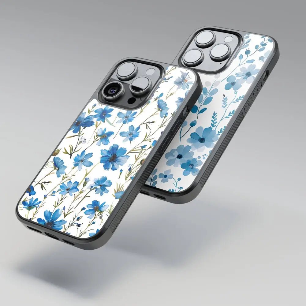 Capa protetora em TPU com padrão floral azul