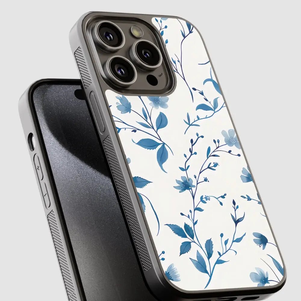 Capa de telemóvel resistente com padrão floral azul