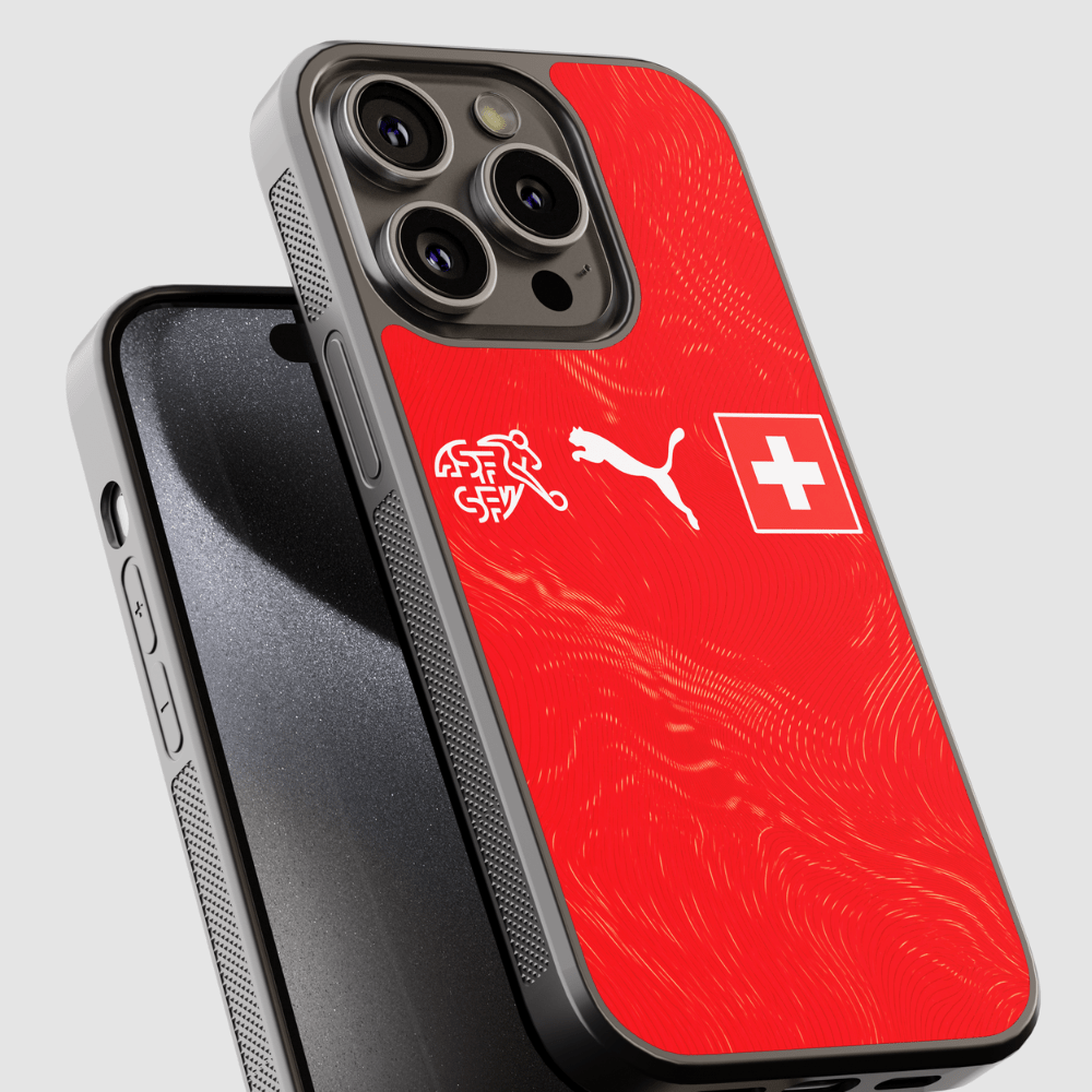 Capa de telemóvel CASE IT UP com design inspirado no equipamento da Seleção Suíça 2026