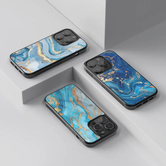 Capa de telemóvel CASE IT UP com design dourado e azul