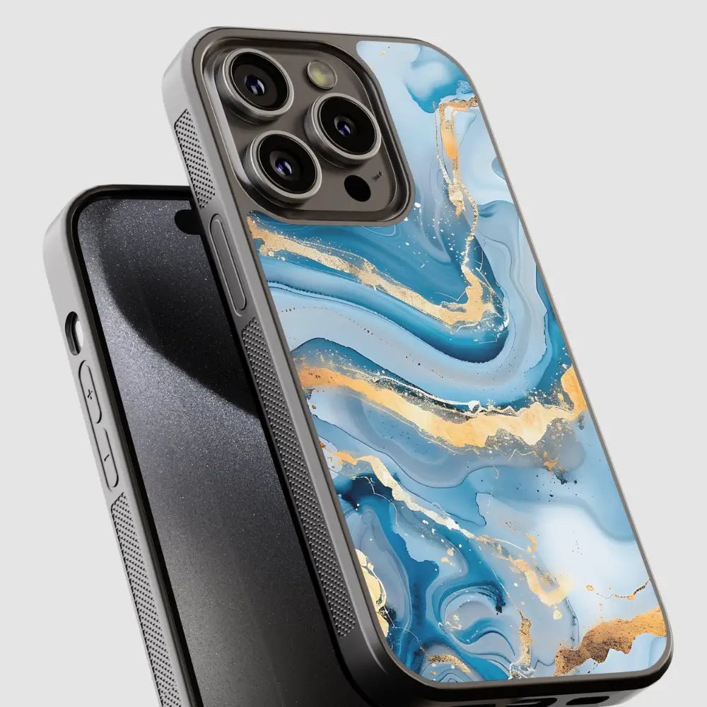 Capa de telemóvel CASE IT UP, design Azul Dourado