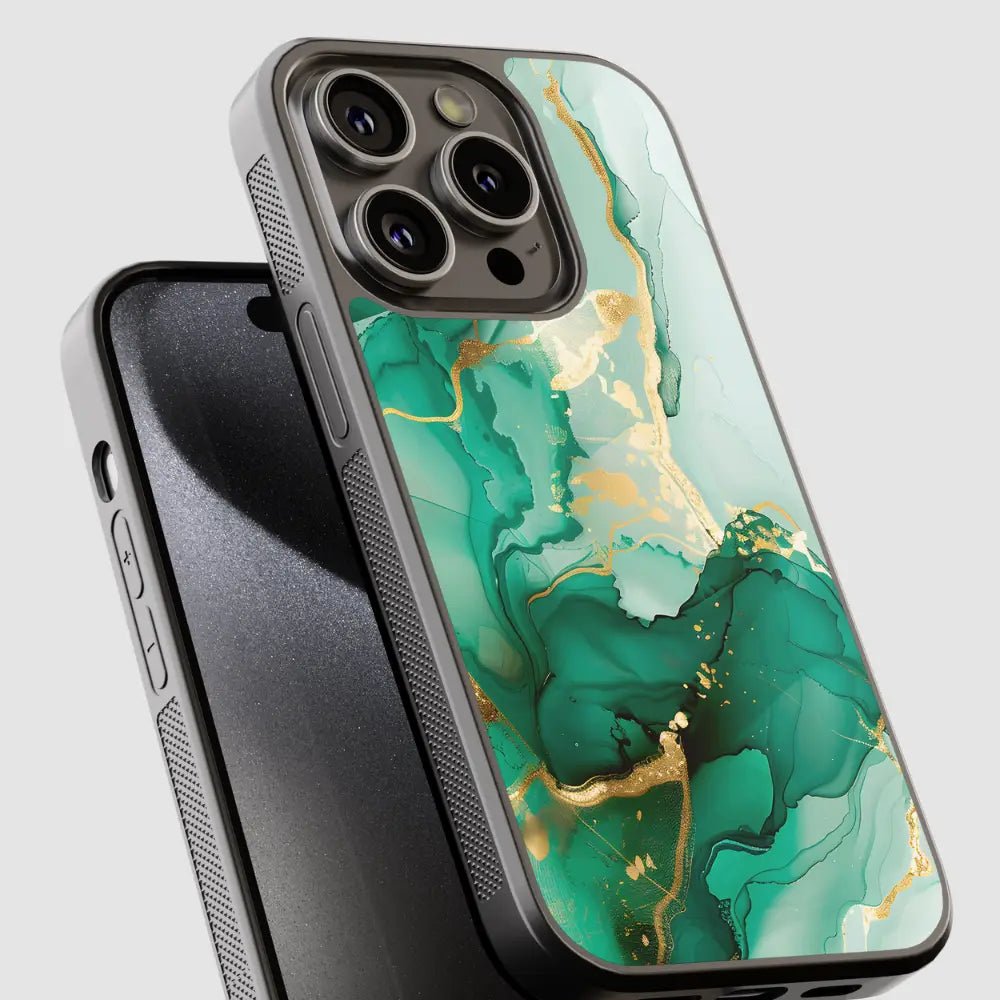 Capa de telemóvel resistente dourado e verde