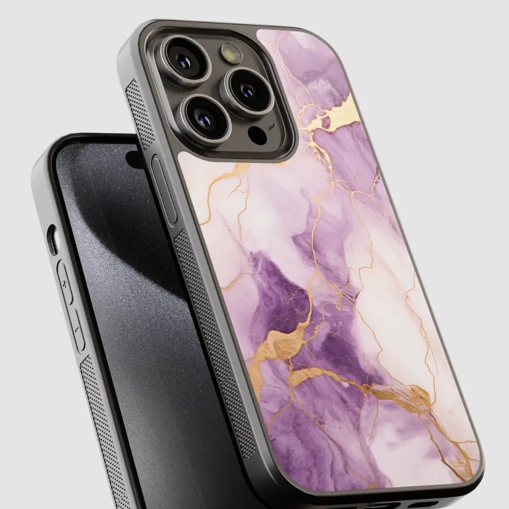 Capa protetora em TPU dourado e roxo