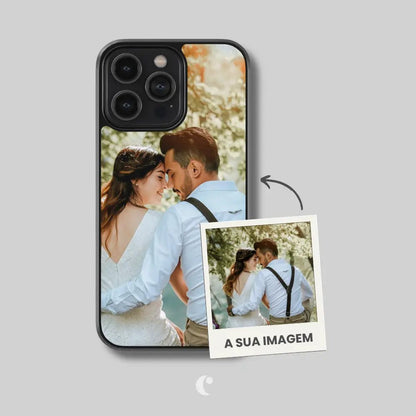 Capa personalizada com fotografia aplicada, vista traseira do telemóvel