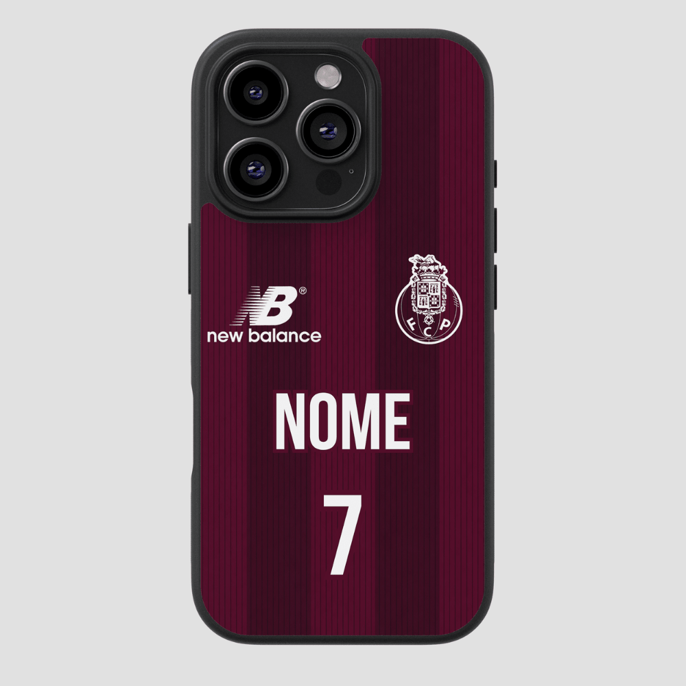Capa personalizável FC Porto Alternativo com espaço para nome e número, marca CASE IT UP